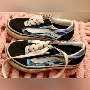 Kids Black and Blue Vans Sneakers